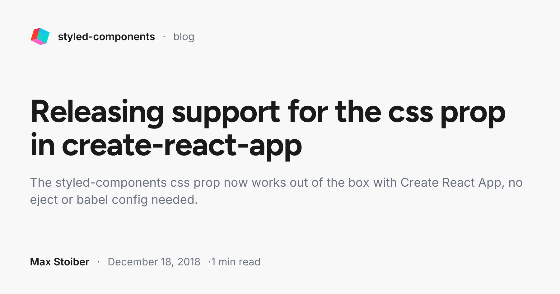 Releasing support for the css prop in create-react-app | styled-components